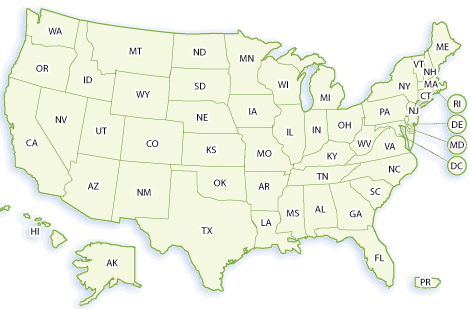 Map of in the United States